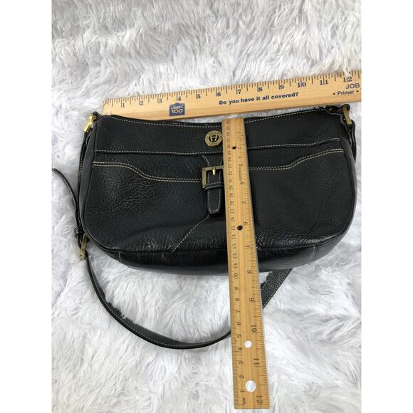 Aigner Black Pebbles Leather Crossbody Bag Outer Pocket inside Compartment - Picture 5 of 5